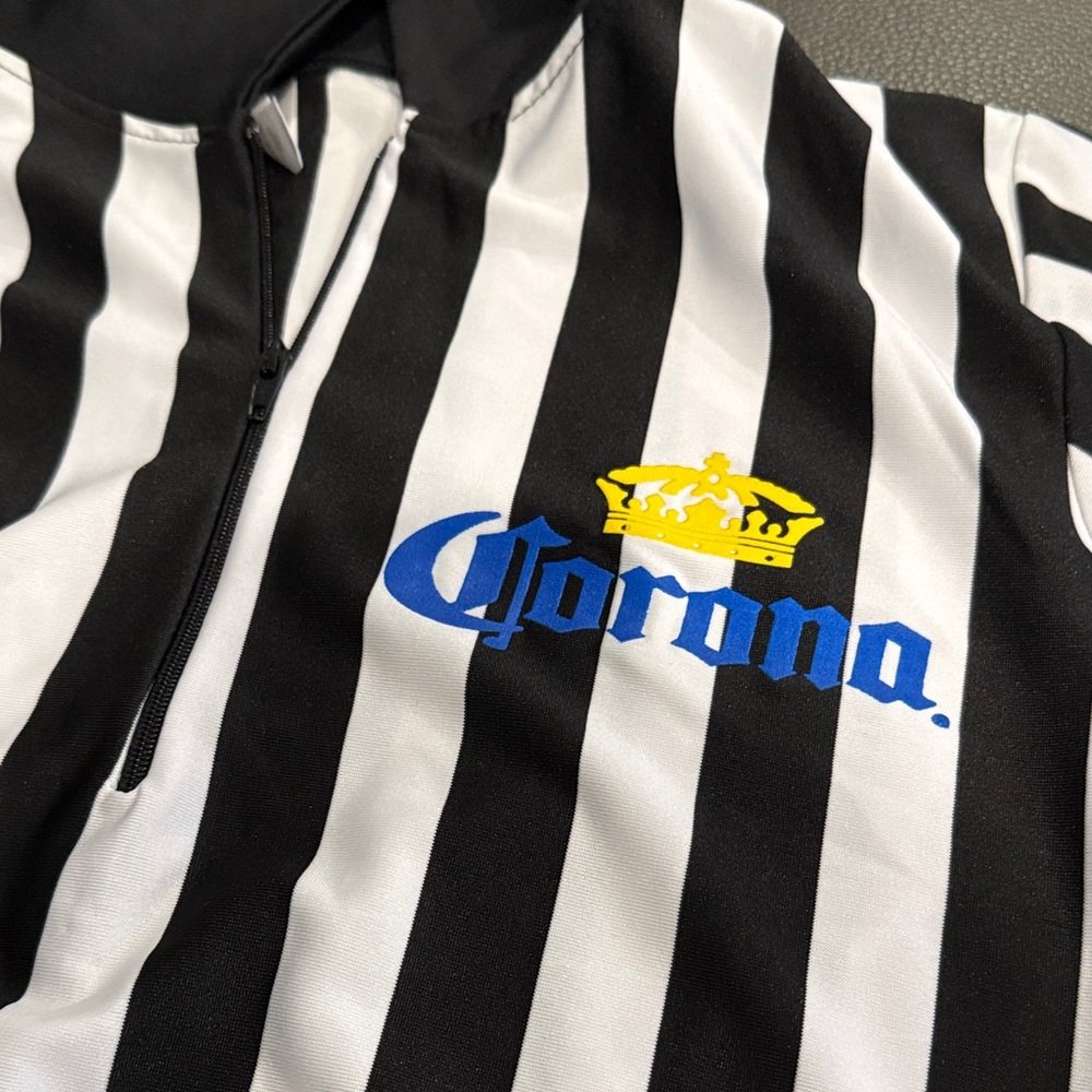 Corona Polo referee top with Black and White Stripes - Picture 2 of 3